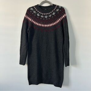 J. Crew Grey Fair Isle Icelandic Bejeweled Sweater Dress S